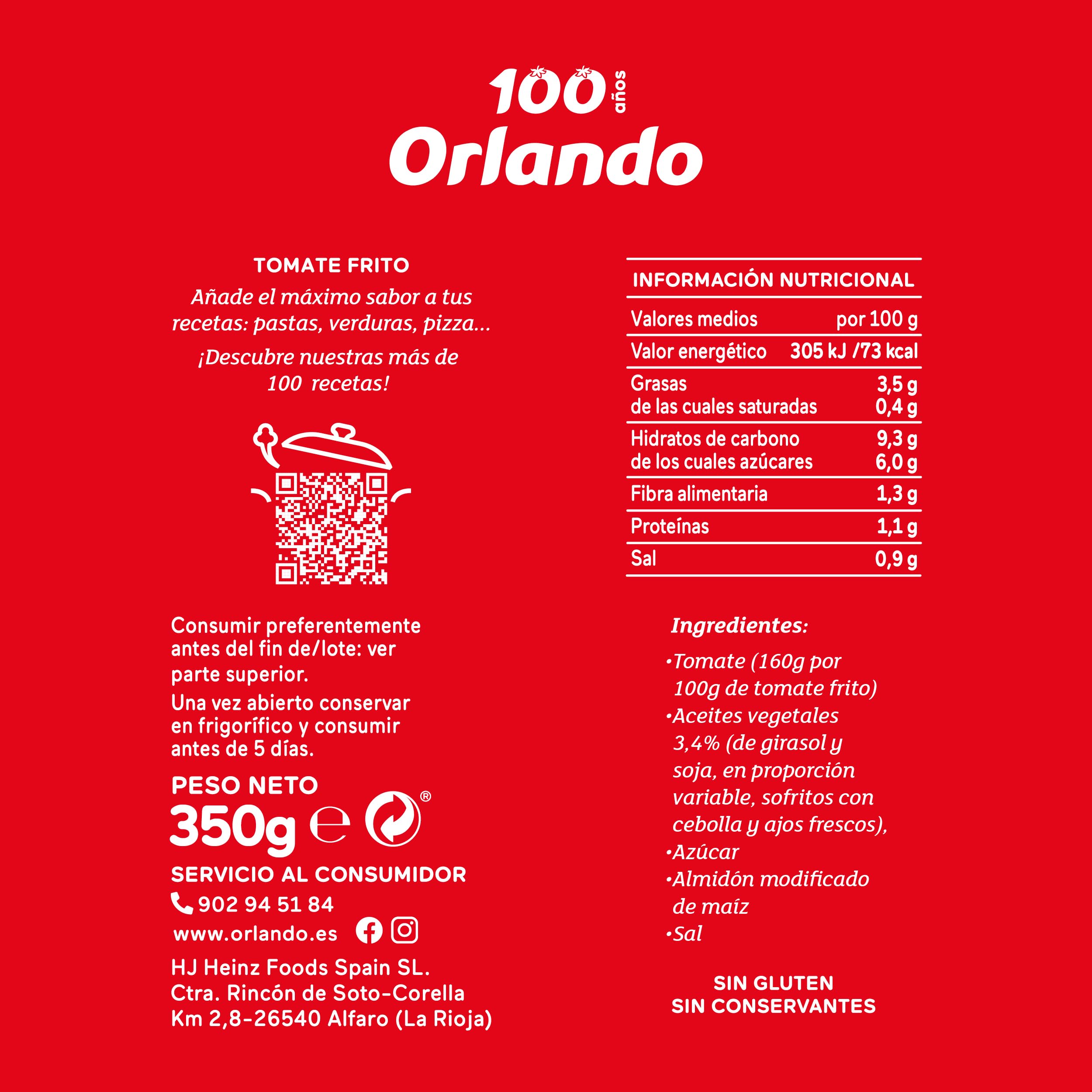 ORLANDO tomate frito Pack 6 Brik x 350g