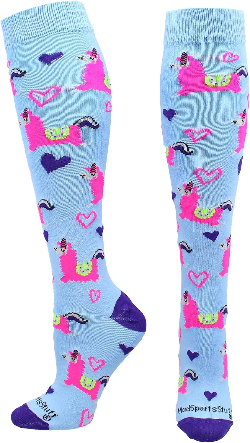 MadSportsStuff Half Llama Half Unicorn Llamacorn Athletic Socks Over The Calf