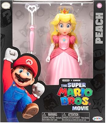 The Super Mario Bros. Movie - 5 Inch Action Figure Series 1 â€“ Princess Peach Figure with Umbrella Accessory