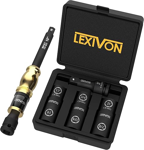 Miniatura 3 de LEXIVON Barra de extensión de collar de velocidad de 10 pulgadas y juego de llaves de impacto de tuerca de llanta de 12 pulgada  6 tamaños totales