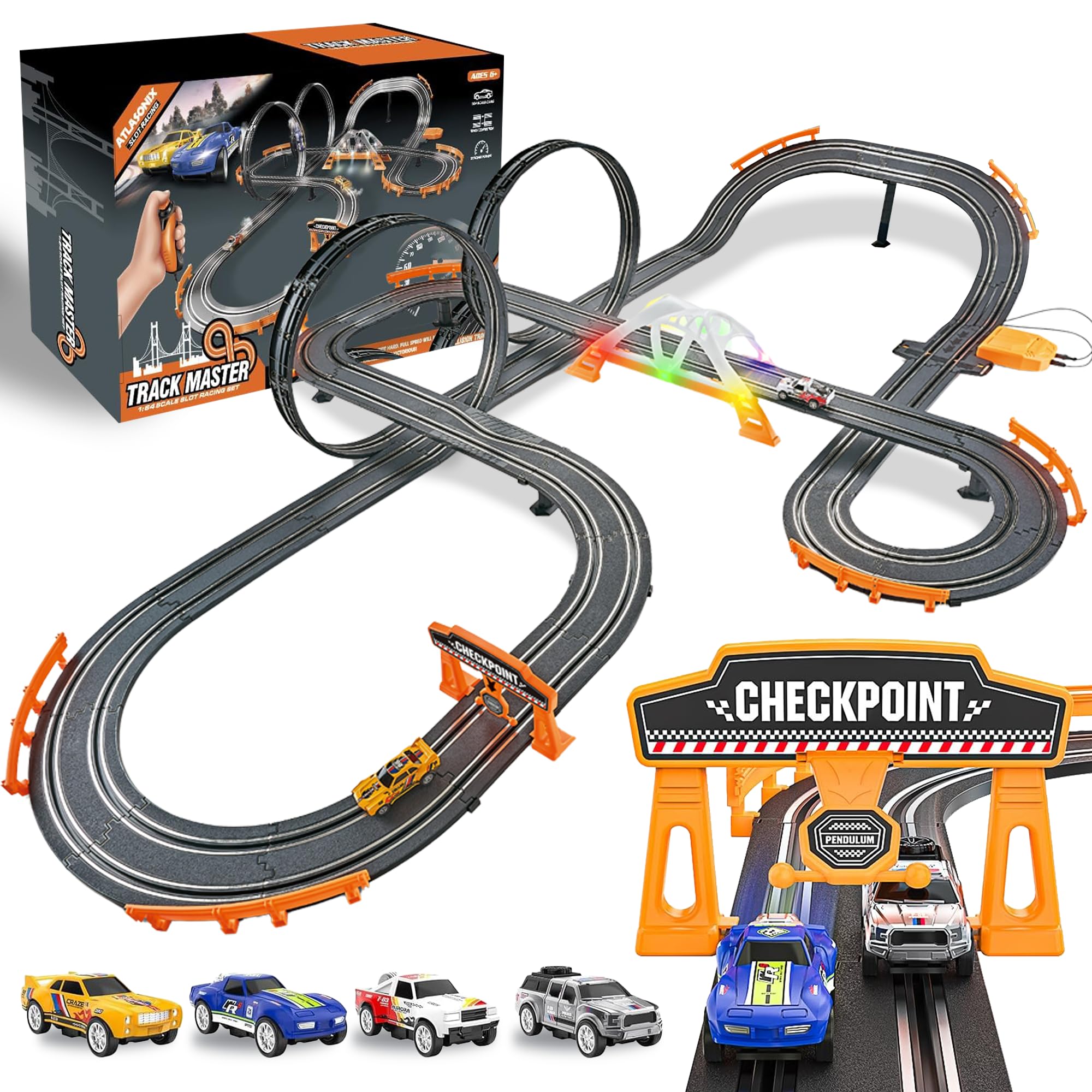 Amazon.co.jp: スロットカーレーストラックセット 電動レースカート
