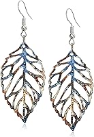 Hanavigar Handmade Bohemian Wooden Leaf Dangle Earrings - Lightweight Boho Drop Earrings for Women, Ethnic Vintage Nature Jewelry