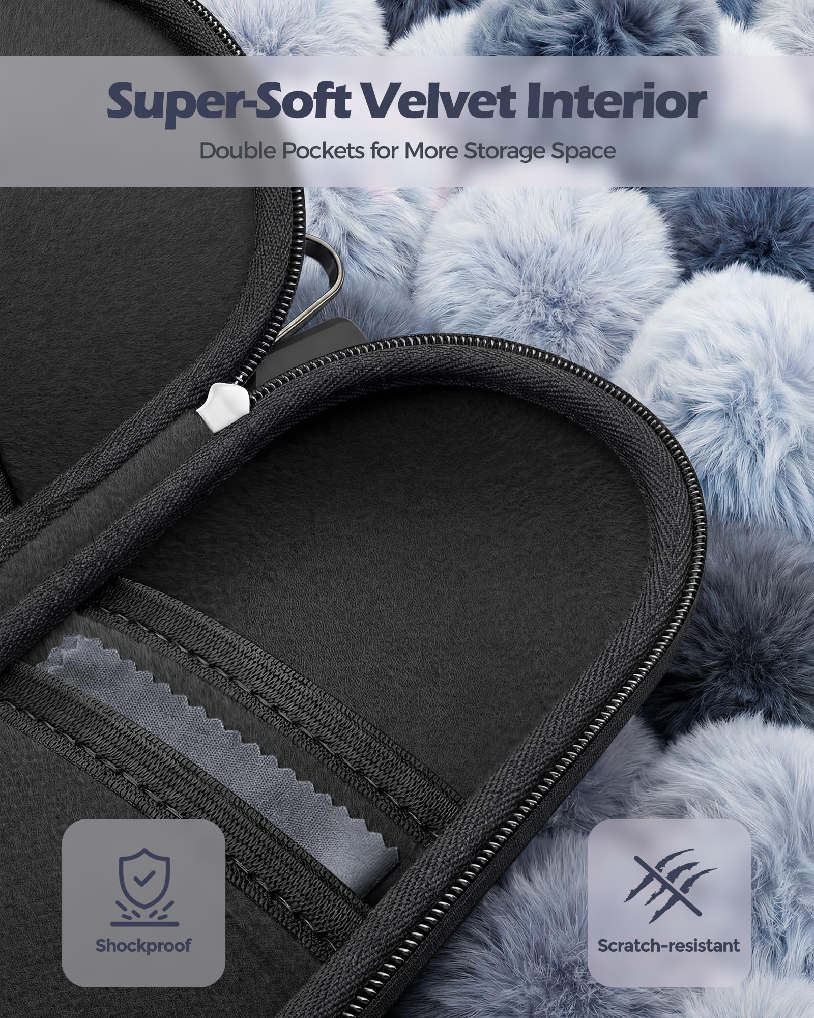 ProCase Custodia per occhiali da sole, porta occhiali da sole, organizer con gancio in metallo e fodera interna in velluto, porta occhiali, custodia per occhiali