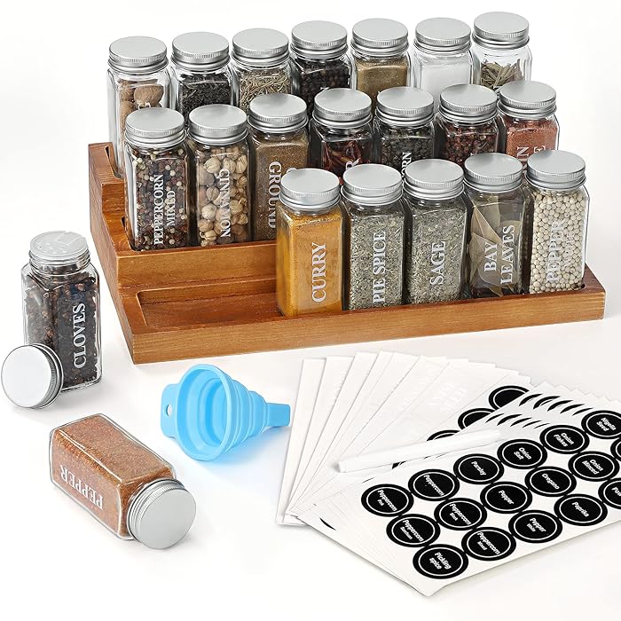 Buy Aozita Countertop Spice Rack with 22 Glass Spice Jars, 3Tier