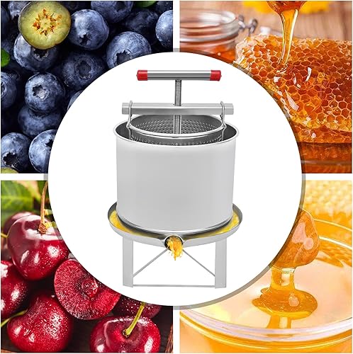 Miniatura 2 de LIKARVA Extractor manual de prensa de miel, 12.6 L, prensa de miel de frutas, extractor de cera de abeja, máquina de apicultura manual para el