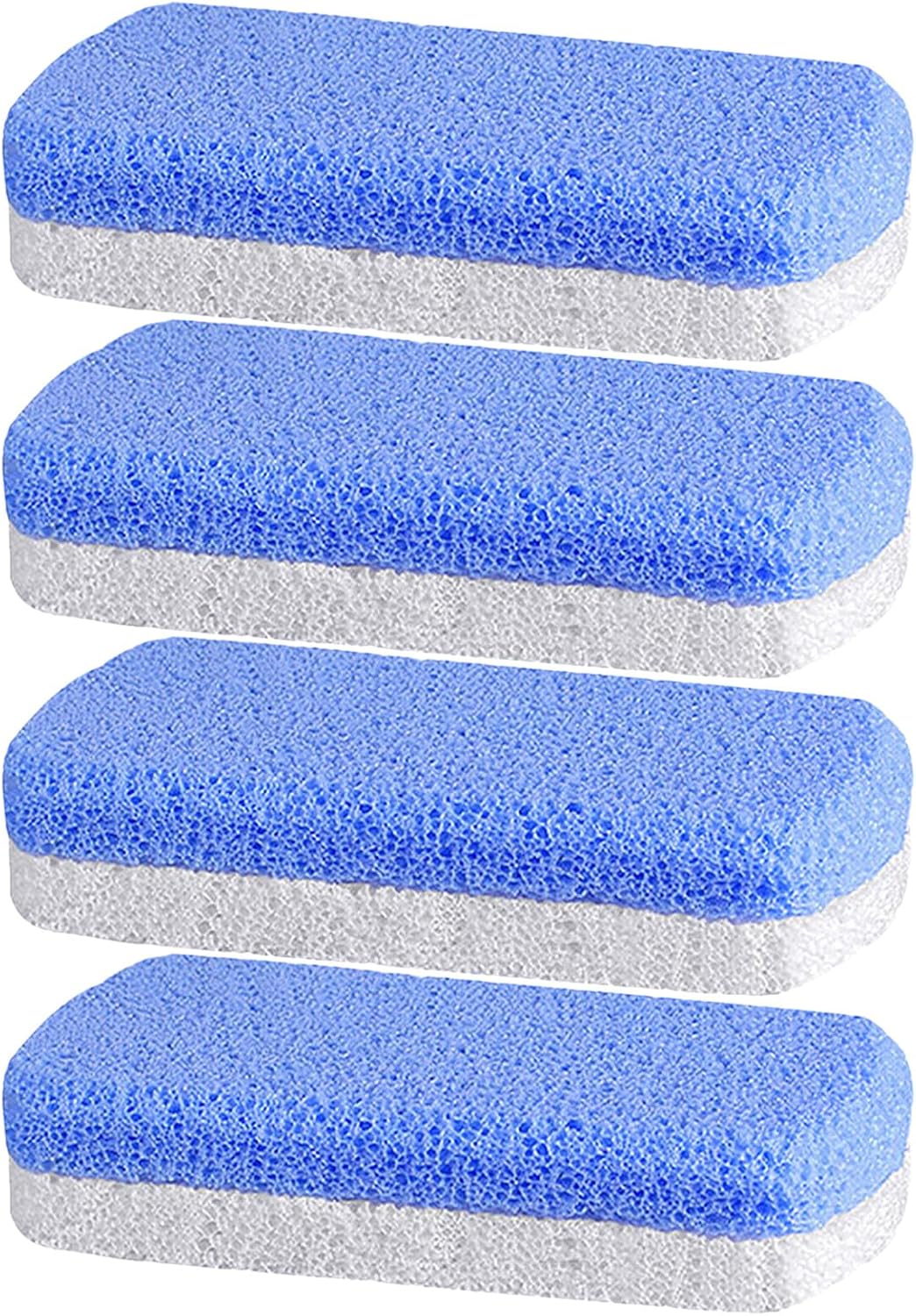 4pcs Double-Sided Pedicure Pumice Stone for Feet and Hands, Blue-White Foams Glass Heel Exfoliator Tool for Dry, Rough Skin and Callus Removal, Foot Care Scrubber for Hard Skin