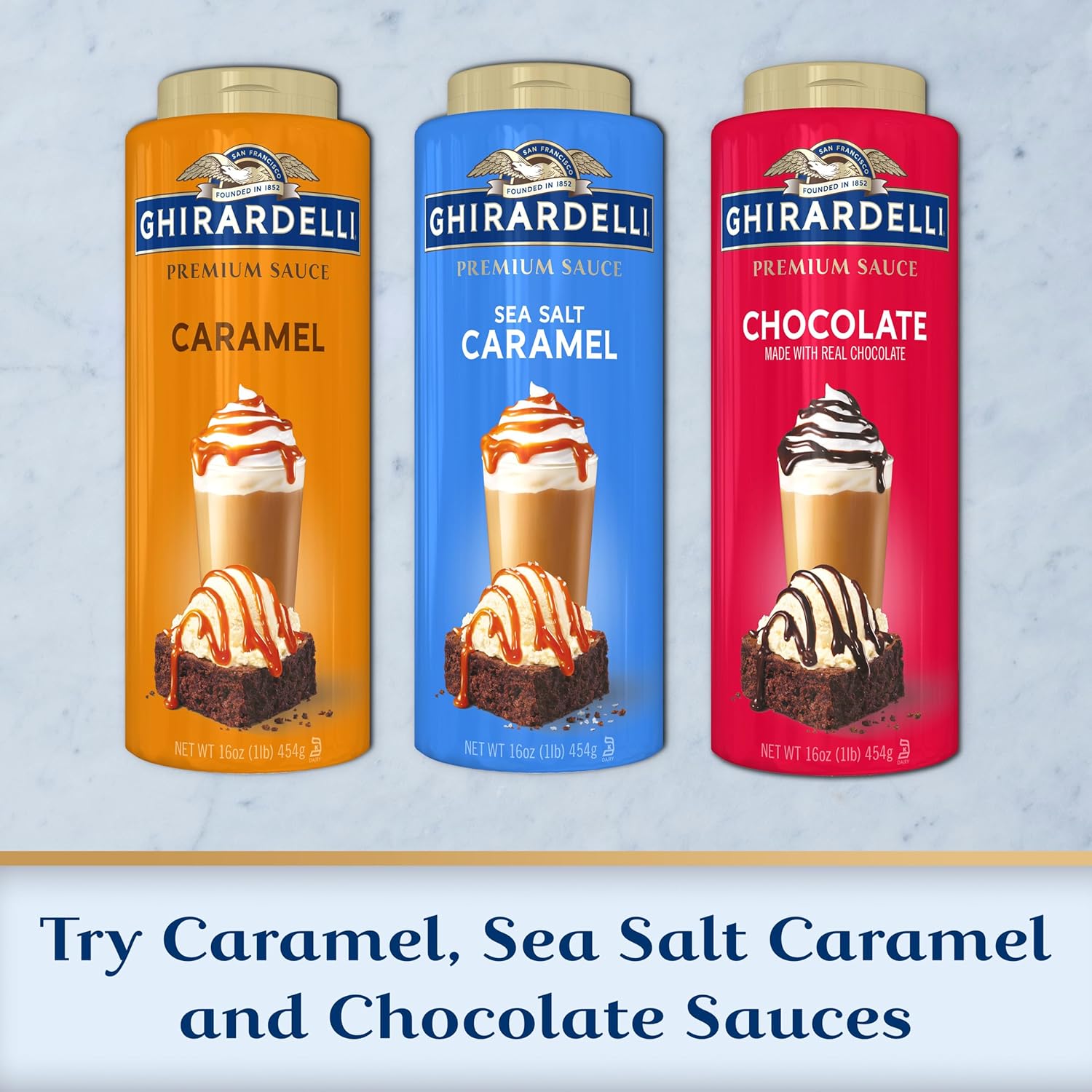 GHIRARDELLI Premium Sea Salt Caramel Sauce, 16 oz Bottle (Pack of 4)