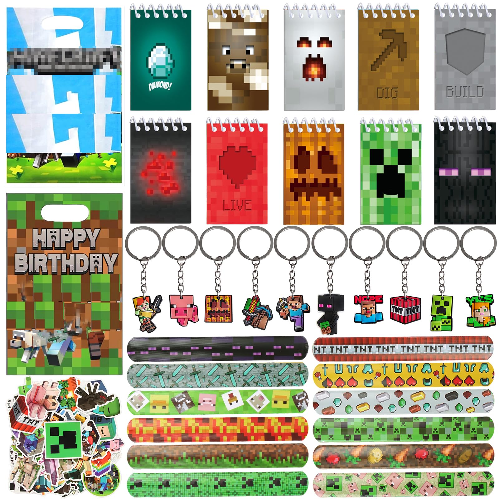 HYZMSZA 102 Stück Videospiel Party Mitgebsel, Kindergeburtstag Gastgeschenke, Give Away Gastgeschenk für Kindergeburtstag, Gamer Gastgeschenke Mitgebsel Set, Pixel Party Mitgebsel Kinder