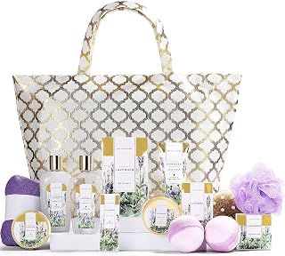 Spa Luxetique Spa Gift Basket, Home Spa Gift Basket for Women - 15pcs Lavender Gift Baskets Includes Bubble Bath, Bath Bombs, Spa Kit for Women Gift Set, Birthday Gift Baskets for Women