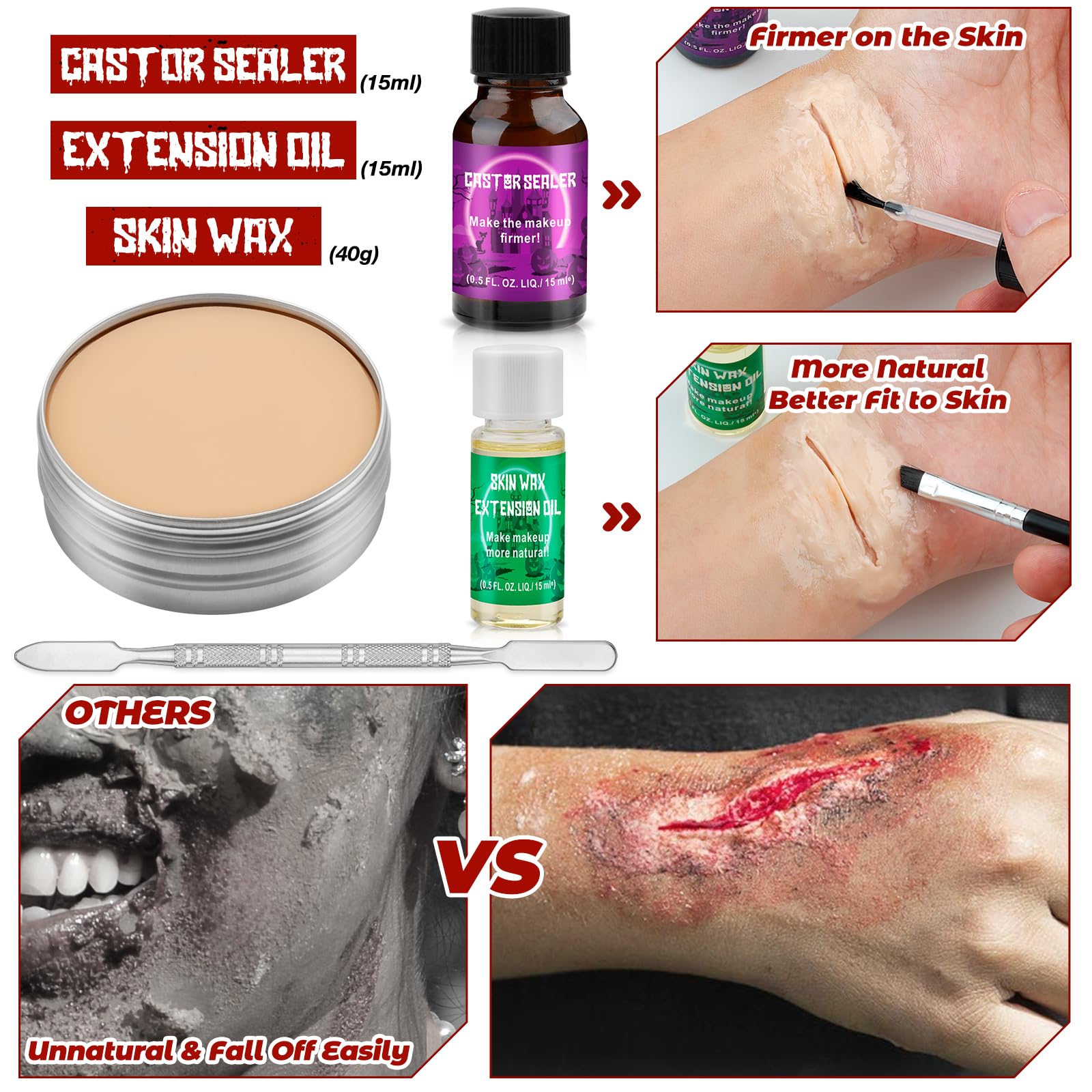 Cera Per Cicatrici Finte 30g - Per Trucco Halloween E Cosplay, Effetti Ferite E Graffi - Foto 6