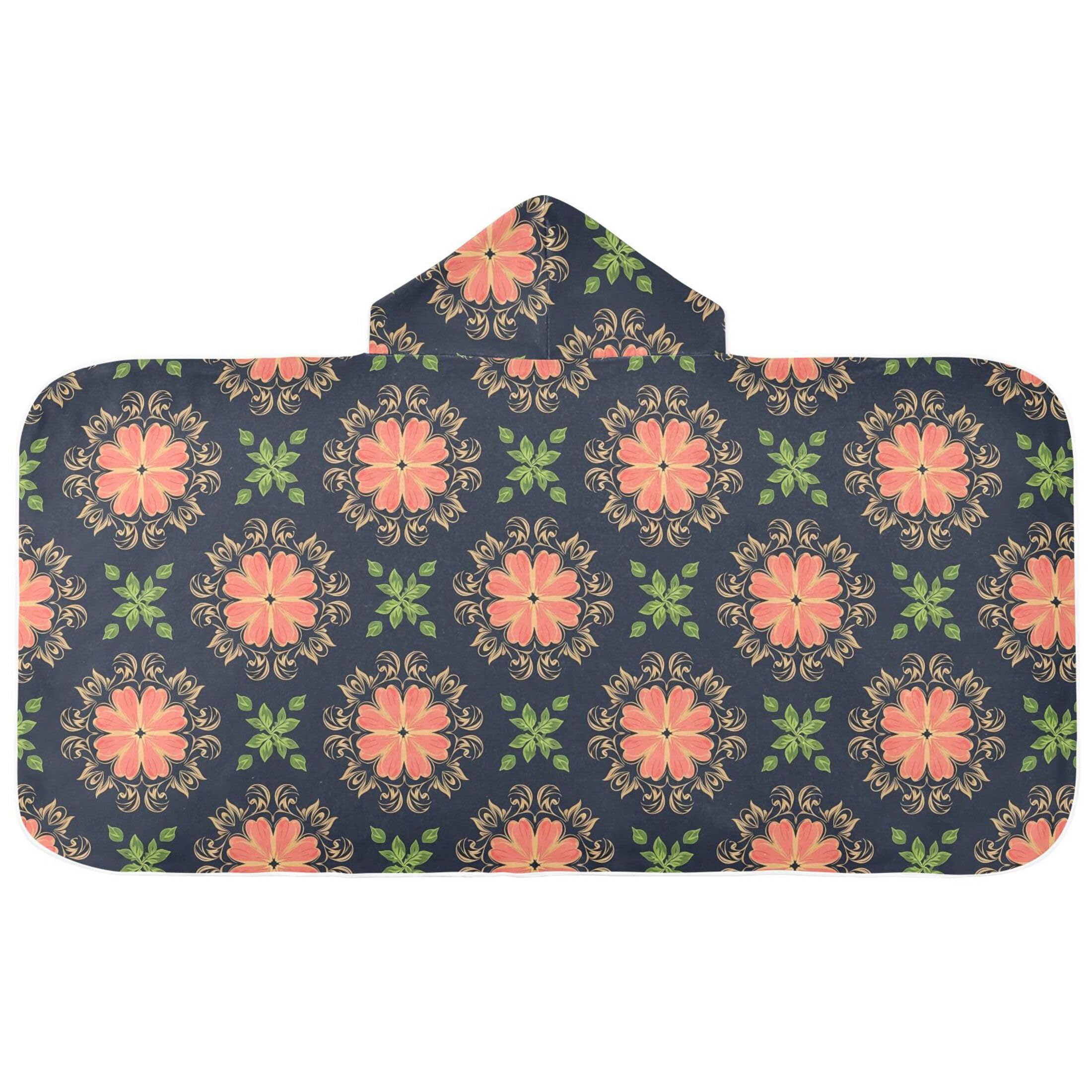 Fuauuyl Tribal Flowers Hooded Baby Bath Towel Soft & Breathable Towel for Newborns Infants Toddlers, Nursery Essential