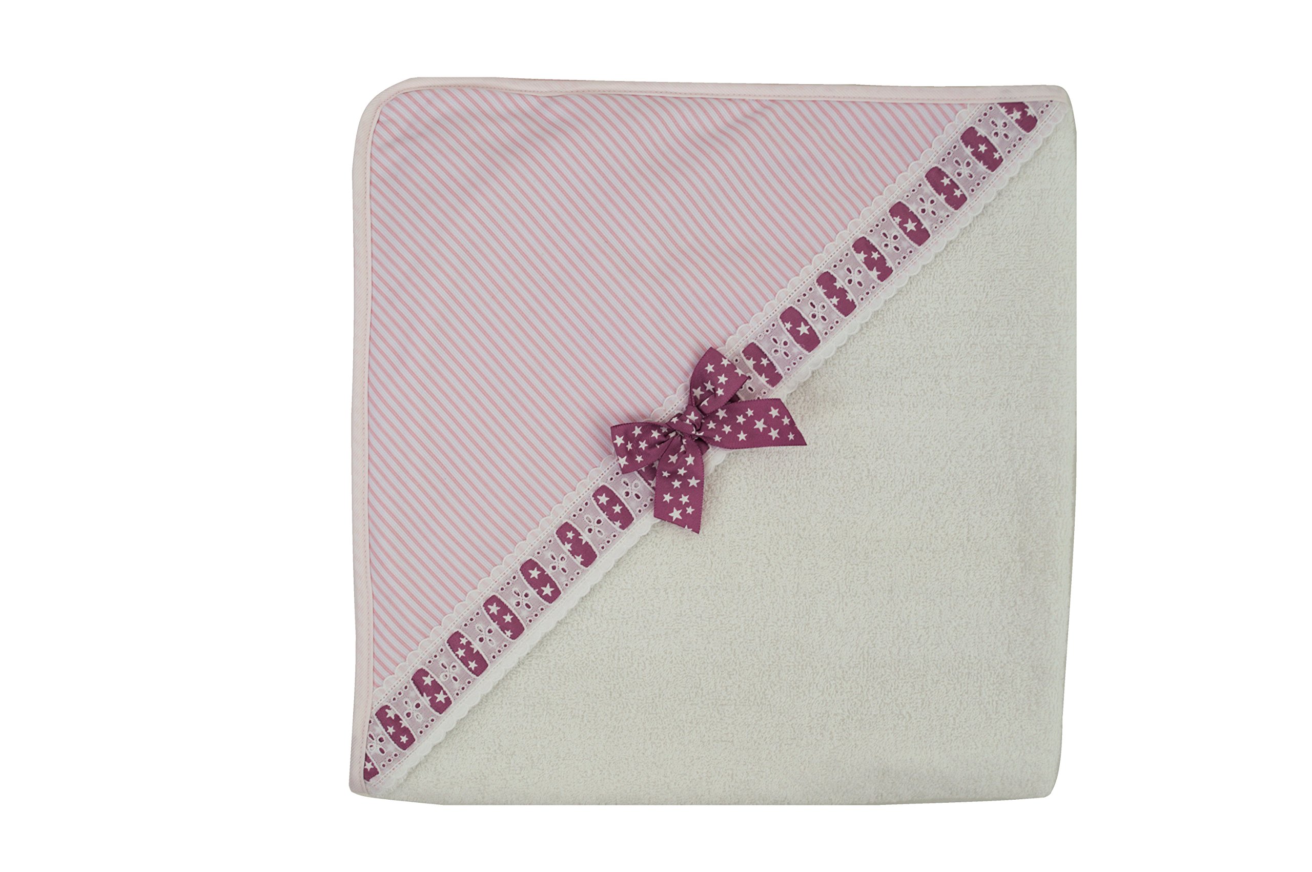Canastilla Premium con nombre de bebé bordado, modelo Sabela (Rosa)