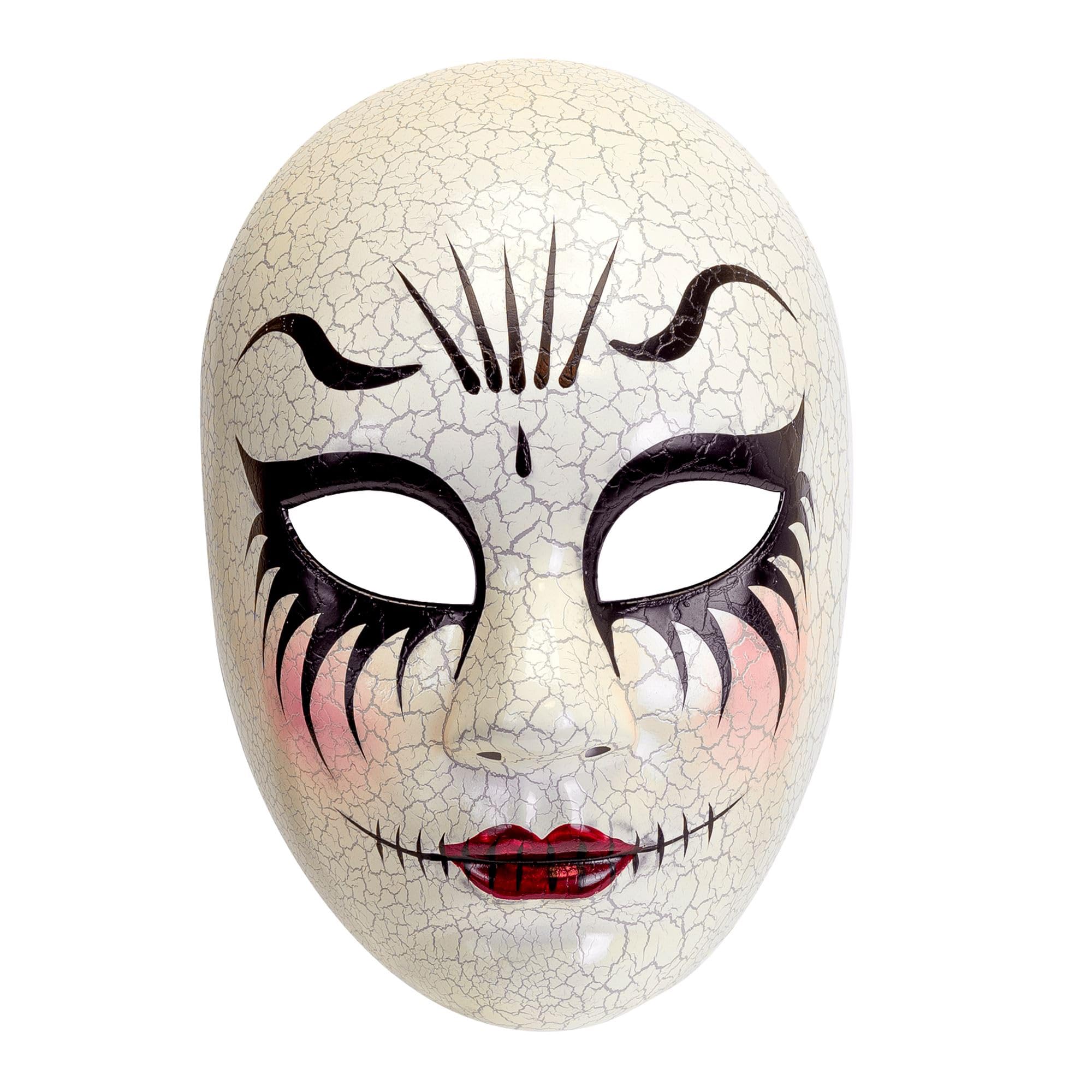 W WIDMANN MILANO Party Fashion - Mask Doll Face Horror Clown Plastic Porcelain Doll Scary Halloween Costume