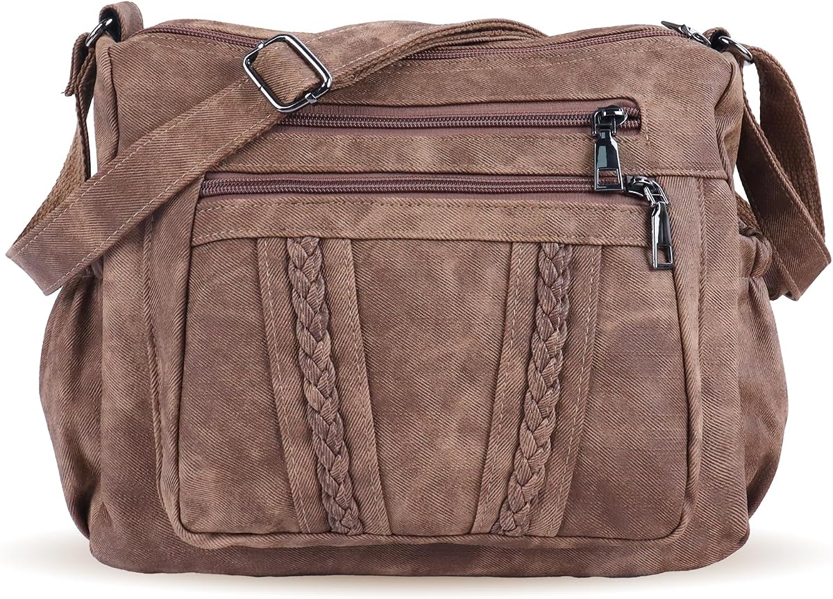 ELDA Crossbody Bags For Women Pocketbooks Soft PU Leather Purses and Handbags Multi Pocket Shoulder Bag