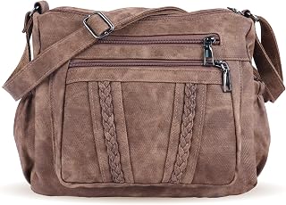 ELDA Crossbody Bag for Women: Soft PU Leather Multi-Pocket Shoulder Purse, Lightweight Organizer Handbag