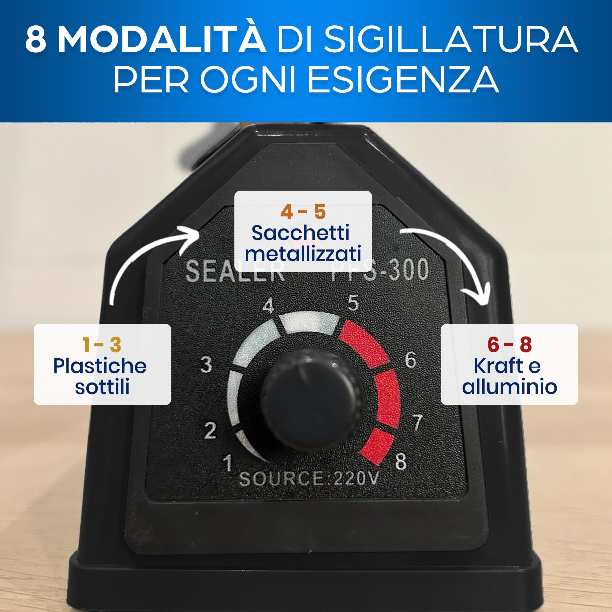 Sigillatrice Termica per Sacchetti - Macchina per Sigillare Sacchetti Alimentari, Imballaggio Termico, Portatile, Alta Produzione, Ampiezza 300 mm, Consumo Ridotto