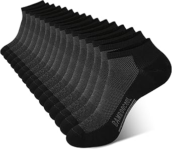 BAMBOO COOL Men's Athletic Ankle Socks Cushioned Moisture Wicking, Low Cut Running Mesh Socks Arch Support, 8 Pack