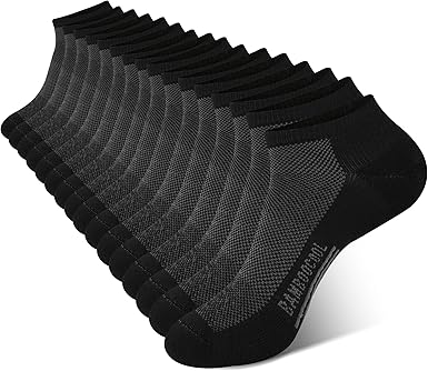 BAMBOO COOL Men's Athletic Ankle Socks Cushioned Moisture Wicking, Low Cut Running Mesh Socks Arch Support, 8 Pack