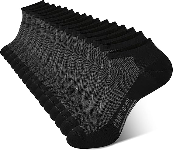 BAMBOO COOL Men's Athletic Ankle Socks Cushioned Moisture Wicking, Low Cut Running Mesh Socks Arch Support, 8 Pack