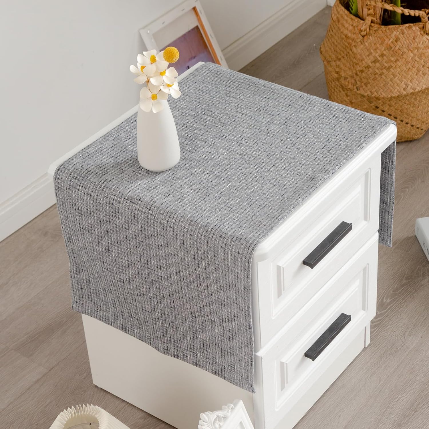 YZKITM Rustic Farmhouse Burlap Table Runner Small Short Boho Grey Table Runners 36