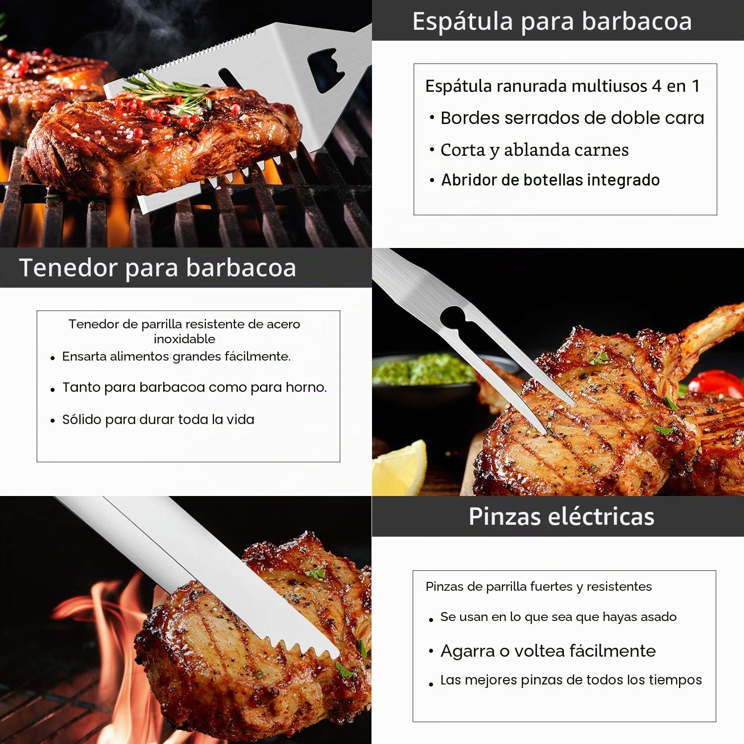 ROMANTICIST Juego de 30 Herramientas de Barbacoa para Hombre, de Acero Inoxidable, con termómetro, con Carcasa de Aluminio, Color marrón