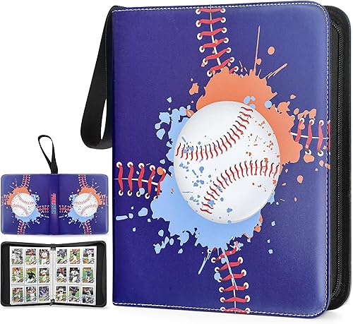Carpeta de tarjetas coleccionables con mangas, carpeta de tarjetas de béisbol de 9 bolsillos, se adapta a 900 tarjetas con 50 fundas, álbumes de