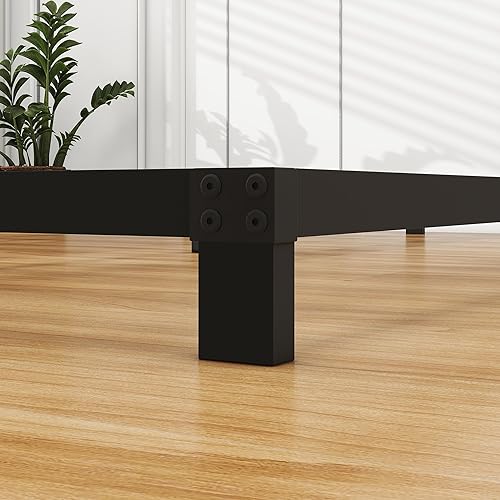 Miniatura 8 de Base de cama matrimonial de 5 pulgadas de perfil bajo, plataforma de metal doble, no necesita somier, base de colchón de listones de acero de metal