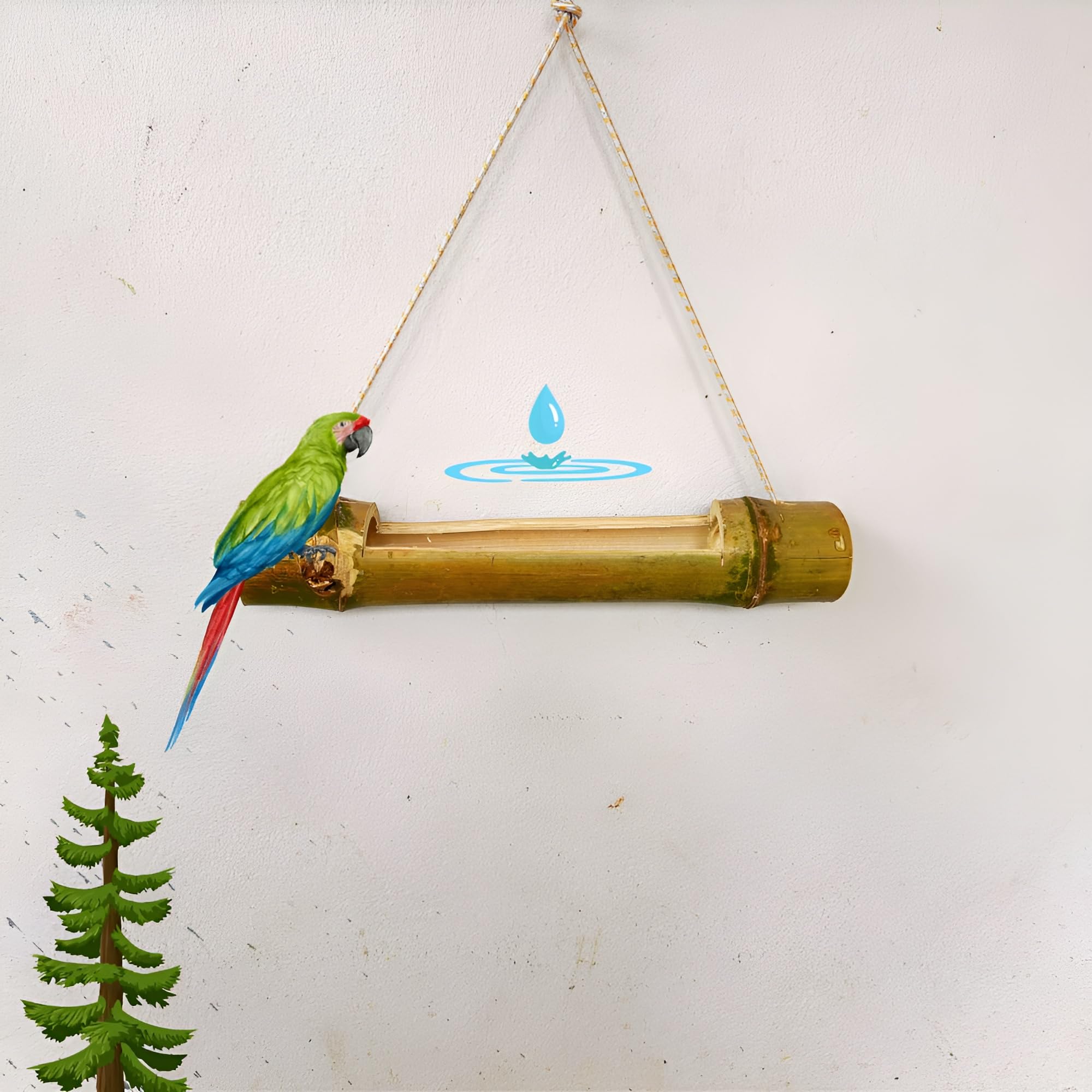 Bamboo Hanging Bird Feeders for Balcony,Outside waith Hanging waire (40 cm) (B0DDJMPGJ8) Amazon Price History, Amazon Price Tracker