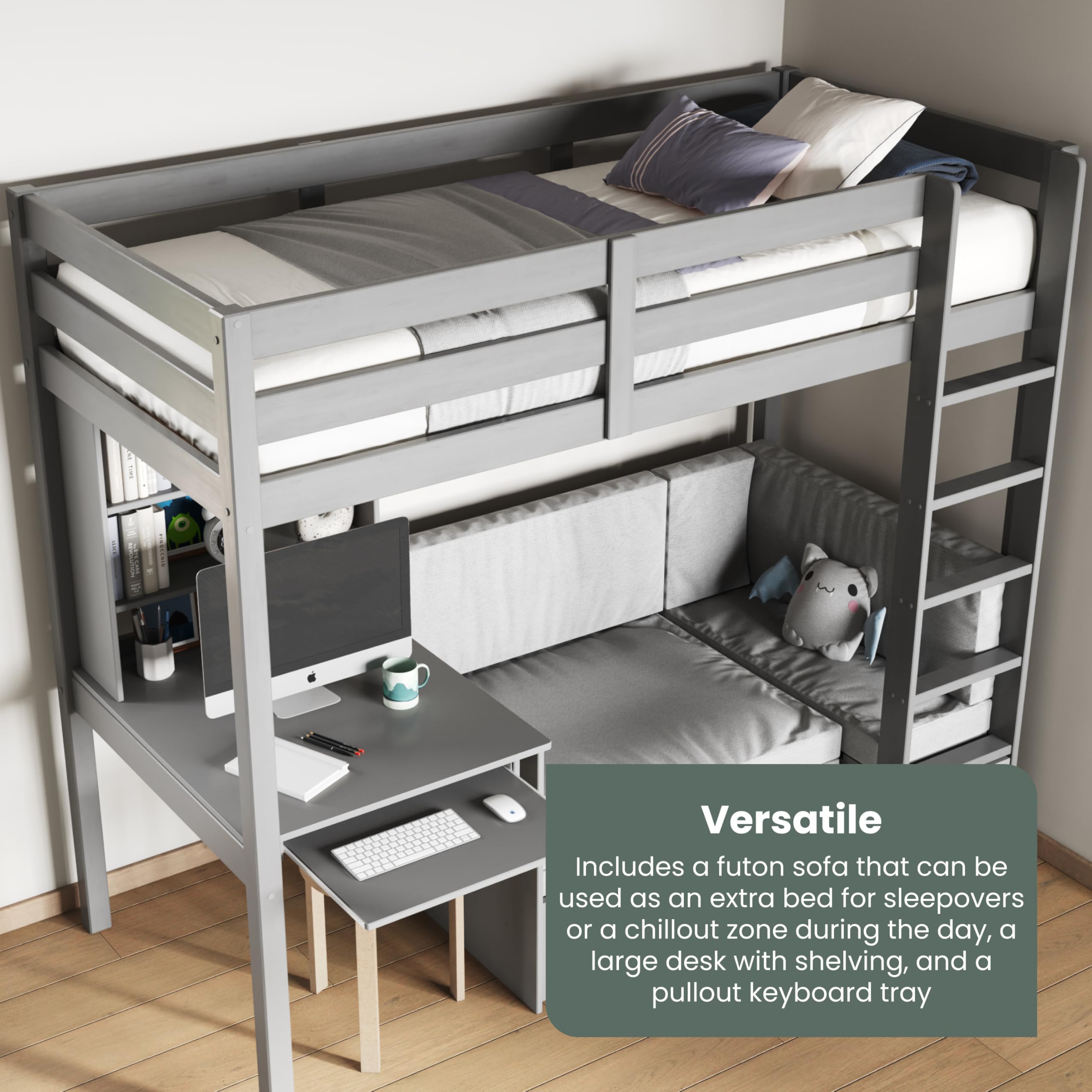 Desk And Futon Bunk Bed With Drawers Warwick High Sleeper Bed With