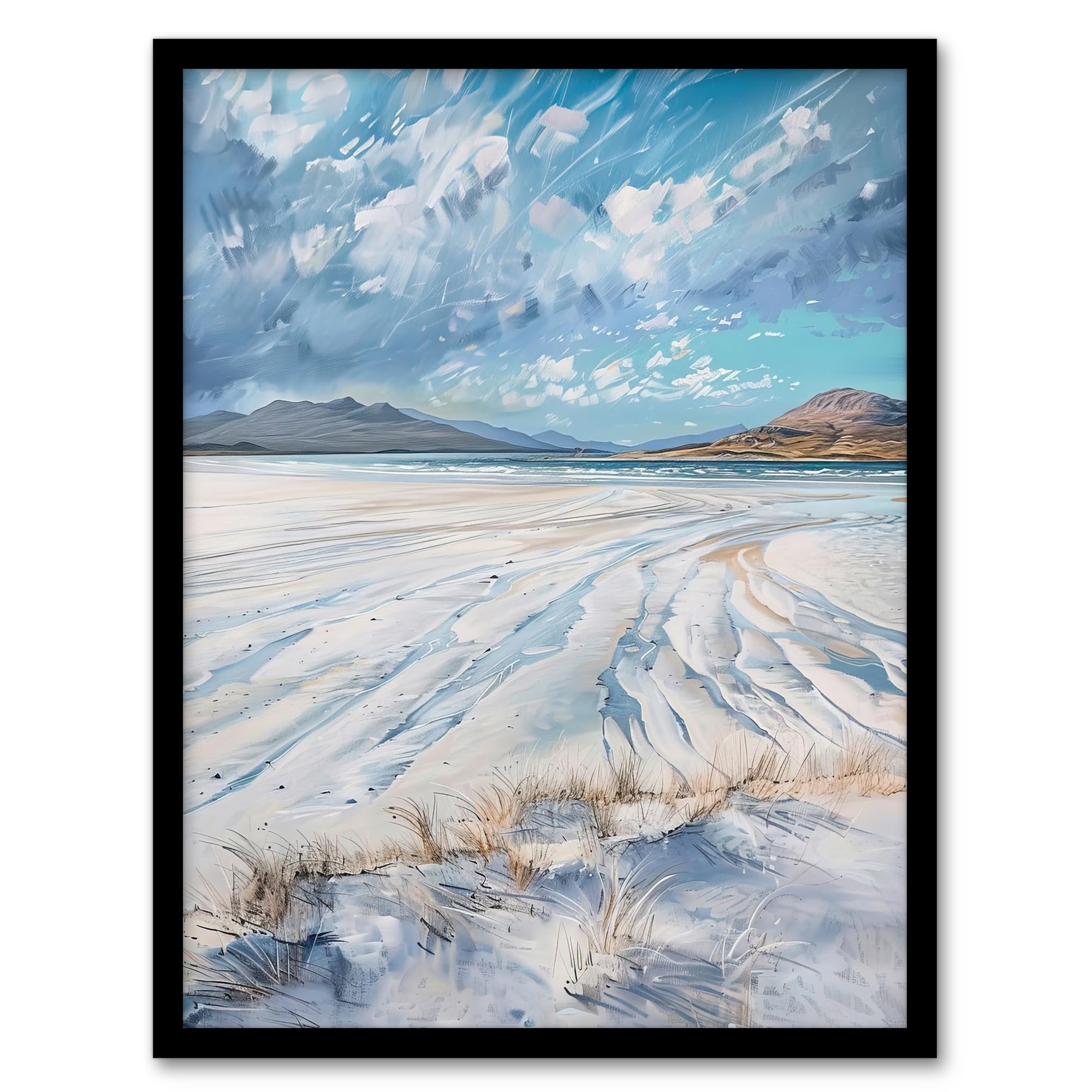B&Q -  White Sands Luskentyre Beach Isle Harris Painting Wall Art PrintA4 Size