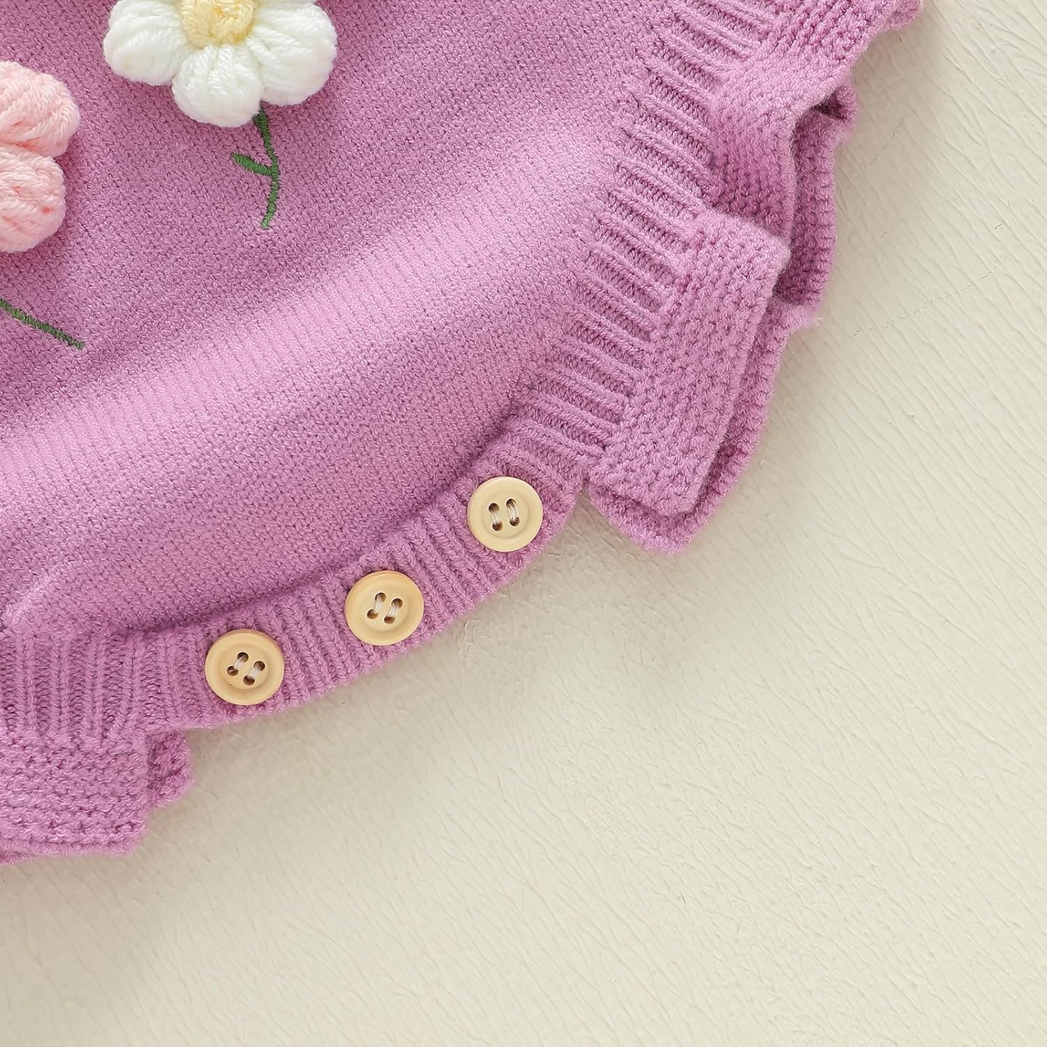 Baby Girl Fall Outfits Newborn Sleeveless Knit Sweater Romper Floral/Bee Onesie Cute Winter One Piece Knitted Outfit - Image 6