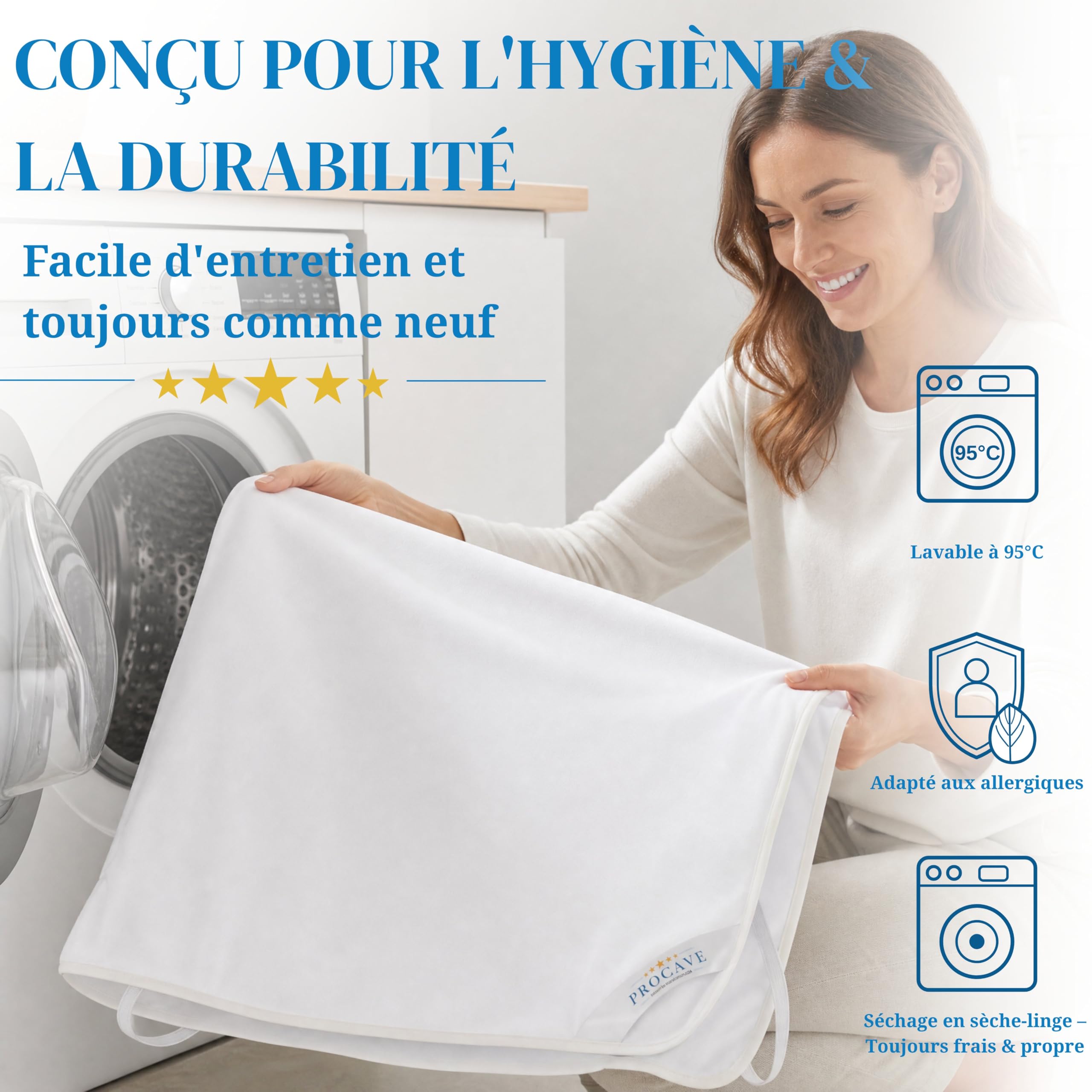 PROCAVE | protège-Matelas imperméable dans des Tailles différentes | alèse imperméable en Molleton | fabriqué en Allemagne | protège-Oreiller| 160x200 cm
