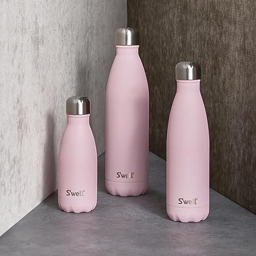 Miniatura 10 de S'well - Botella de agua de acero inoxidable, 9 onzas líquidas, suave al tacto, color mármol azurita, triple capa con aislamiento al vacío, bebidas