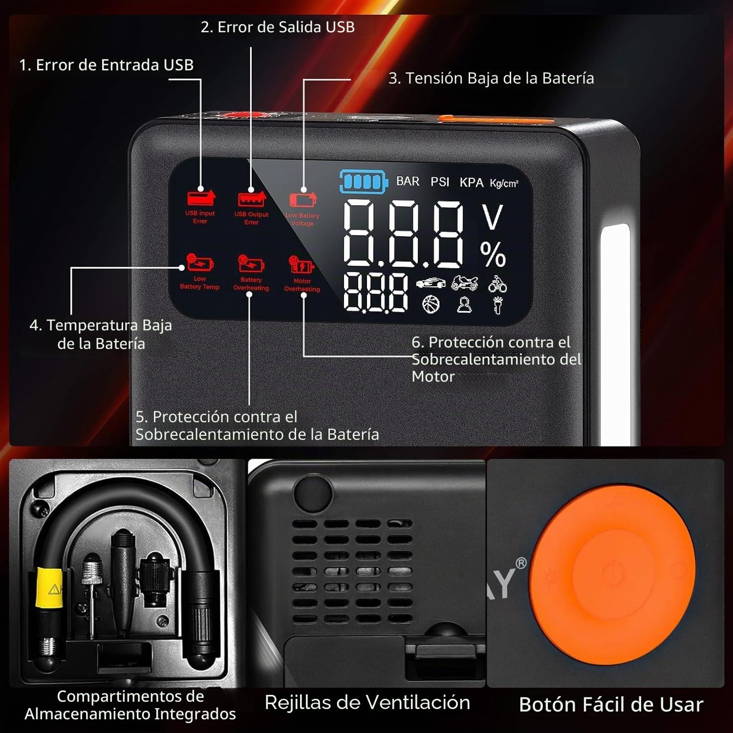 GOPLUS - Batería para coche (2000 A, 13000 mAh, arrancador de batería de coche con Focntion, inflador de 150 PSI (hasta 8 l gasolina o 5 l diesel), luz de emergencia, pantalla LED