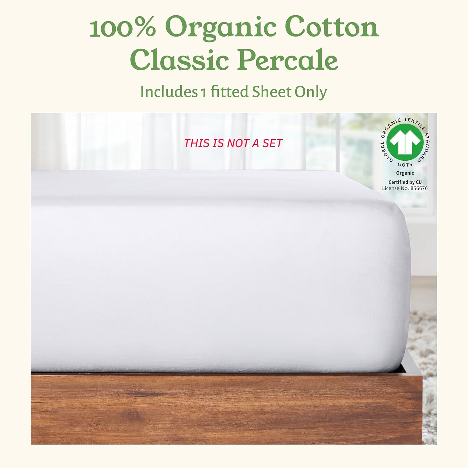 California Design Den 100% Organic Cotton Fitted Sheet Queen Size Only - Percale Queen Deep Pocket Fitted Sheet, Lightweight, Snug-Fit, Crisp, Durable - White - Image 3