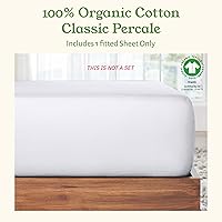 Vista 3 de California Design Den 100% Organic Cotton Fitted Sheet Full Size Only - Percale Full Size Fitted Sheet with Deep Pockets, Crisp, Lightweight, 01