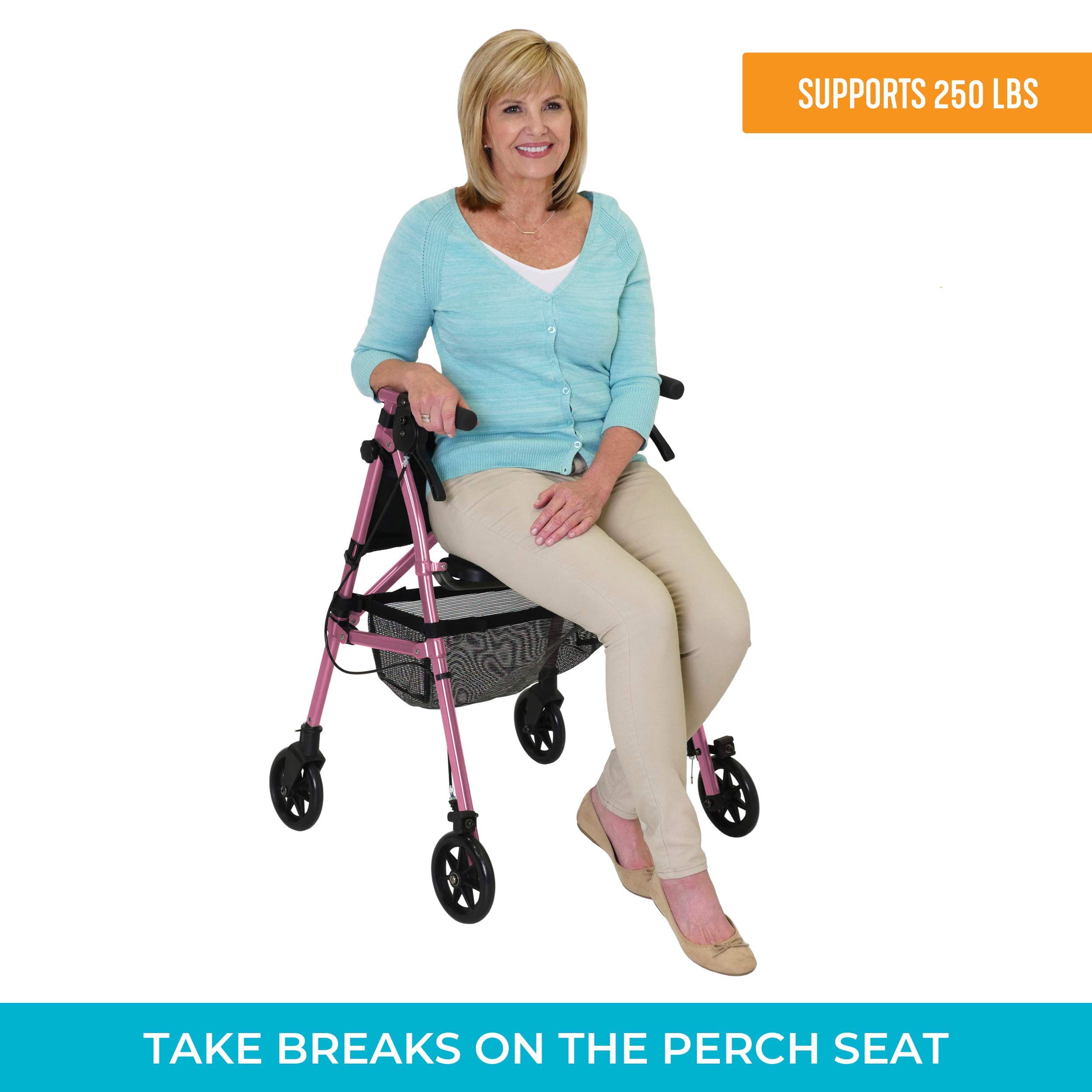 Buy Stander EZ FoldNGo Rollator, Lightweight Folding 4 Wheel Rolling