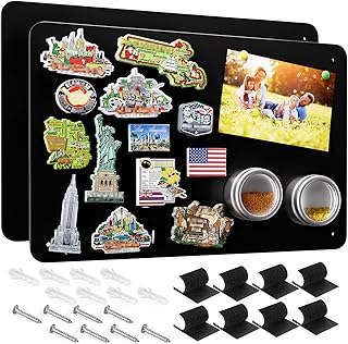 MaxGear Metal Magnetic Board 17.5" x 11.4" 2 Pack Black Magnet Bulletin Board for Wall, Refrigerator, Magnetic Board Display Notes, Photos, and More
