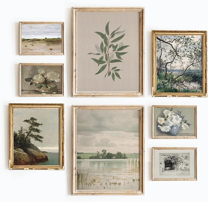 Vintage Wall Art French Country Decor Set 8 Light Color Vintage Art
