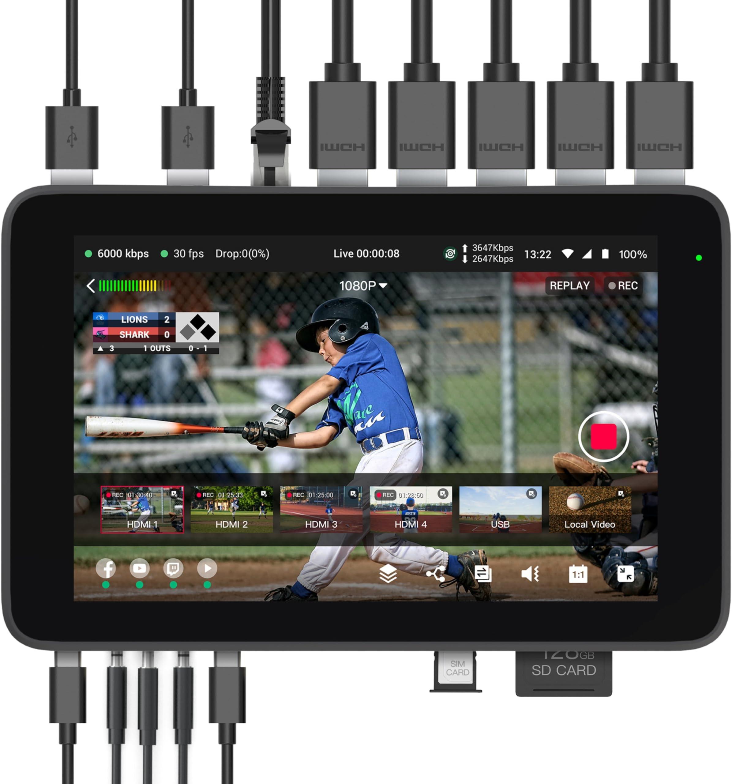 YoloBox Ultra, The Ultimate Horizontal/Vertical NDI Live Streaming Equipment, Switcher Monitor Encoder Recorder, for Facebook, YouTube, Instagram, Tiktok, RTMPS
