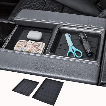 RUNROAD Center Console Rubber Liner Mats Compatible with 2022 2023 2024 2025 2026 Toyota Tundra Accessories, Custom Armrest Mat Lid Liners for Tundra Armrest Storage Box Middle Console Dividers Pad