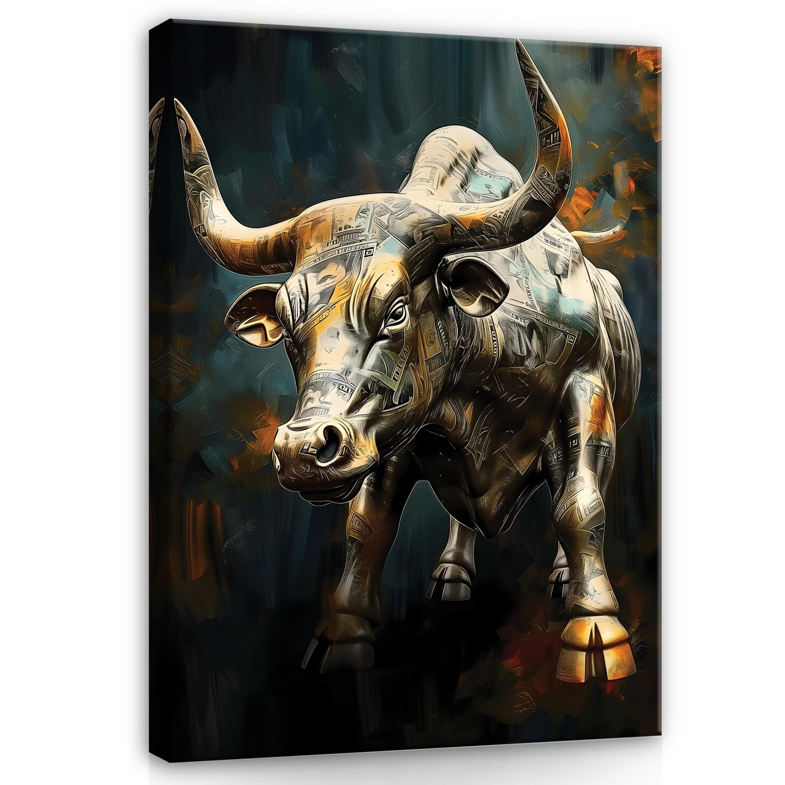 WallArena Obrazy na płótnie, Byk, | Byk, wydruk na płótnie, obraz na płótnie, wymiary: 60x40 cm (szer. x wys.) – obraz jednoczęściowy na płótnie. Płótno