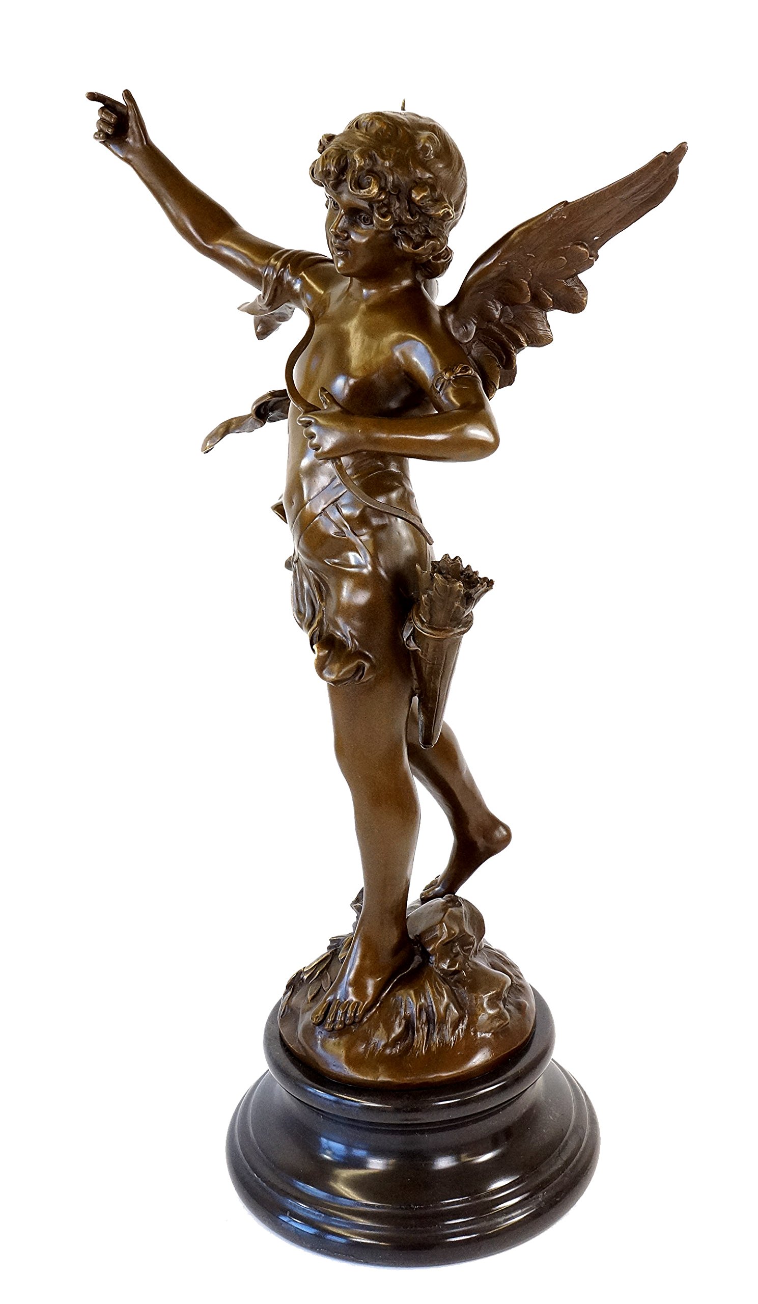 Kunst & Ambiente - Escultura de Bronce Art Nouveau XXL - Ángel Bailando Cupido - Dios del Amor - Figura de Ángel Auguste Moreau - Estatua sobre Base de Mármol - Decoración del Hogar