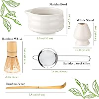 Vista 7 de Set de batidor Marce para té matcha - Juego de matcha incluye batidor de matcha y tazón con pico, colador, soporte y cuchara - El batidor de bambú