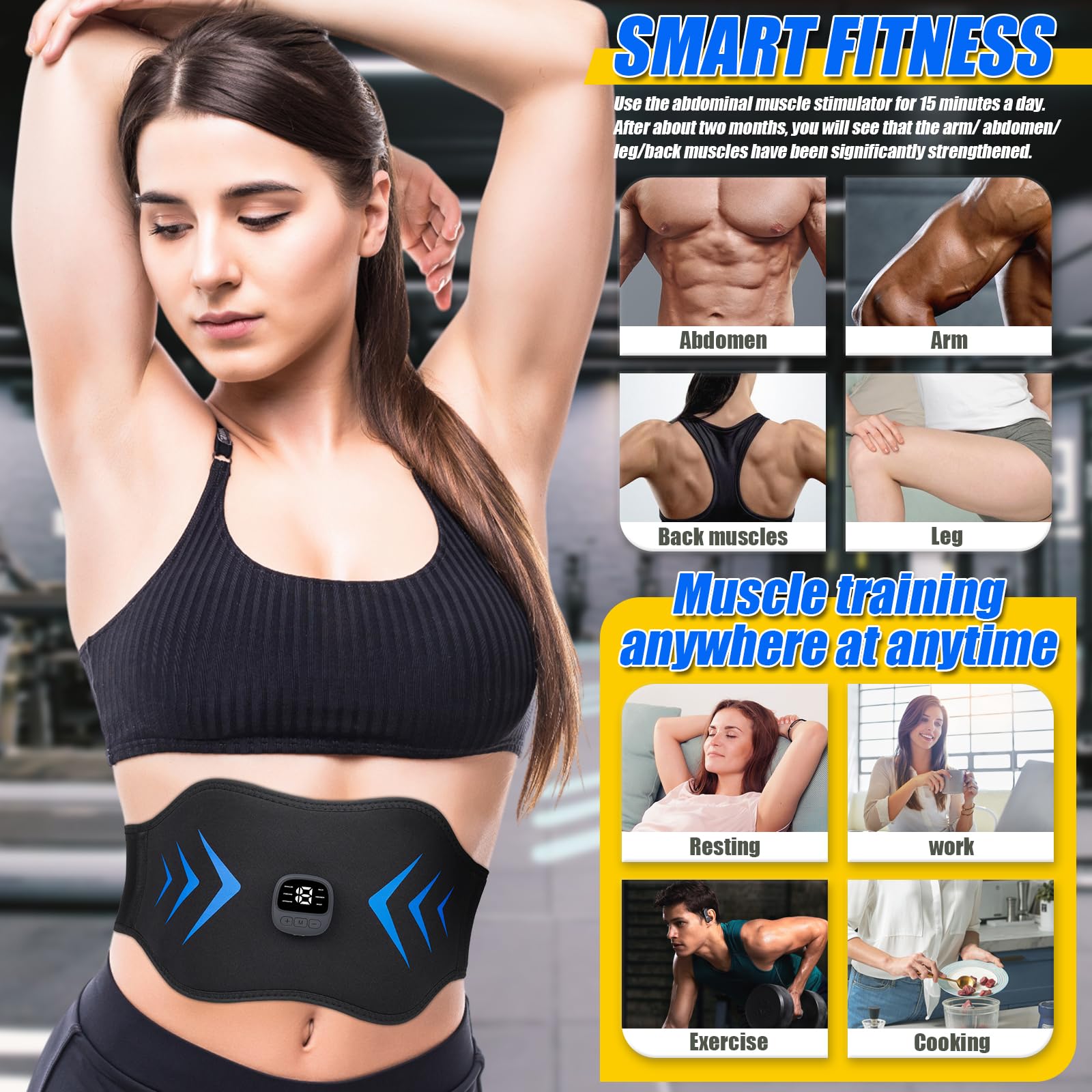 FDA Cleared ABS Stimulator Muscle Toner (Black Blue) — Amazon image 6