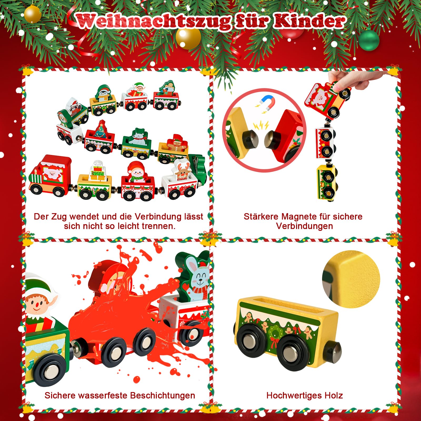 Advent Calendar 2025 Magnetic Wooden Animal Train for Kids,24 Day Christmas Advent Calendar Surprise Magnetic Train,Montessori Magnetic Train Toy Christmas Countdown Gift for Toddlers,Boys and Girls - Image 2