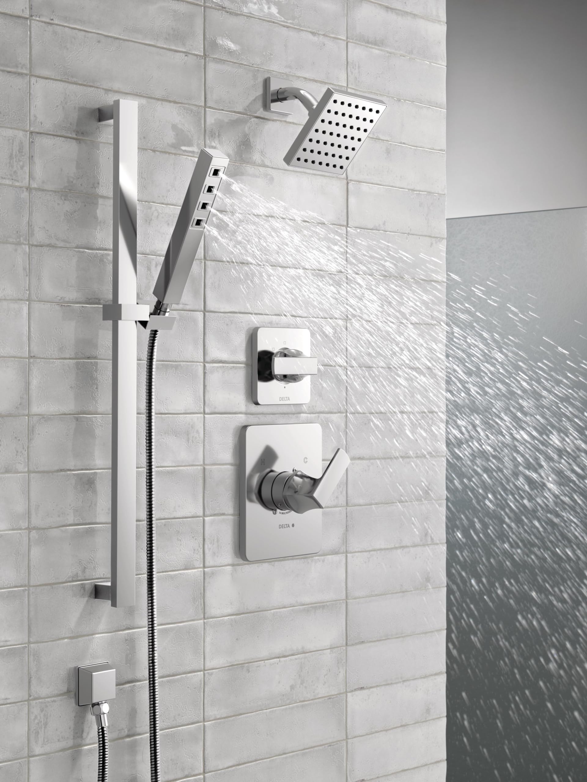 Delta Faucet Single-Spray H2Okinetic Slide Bar Hand Held Shower