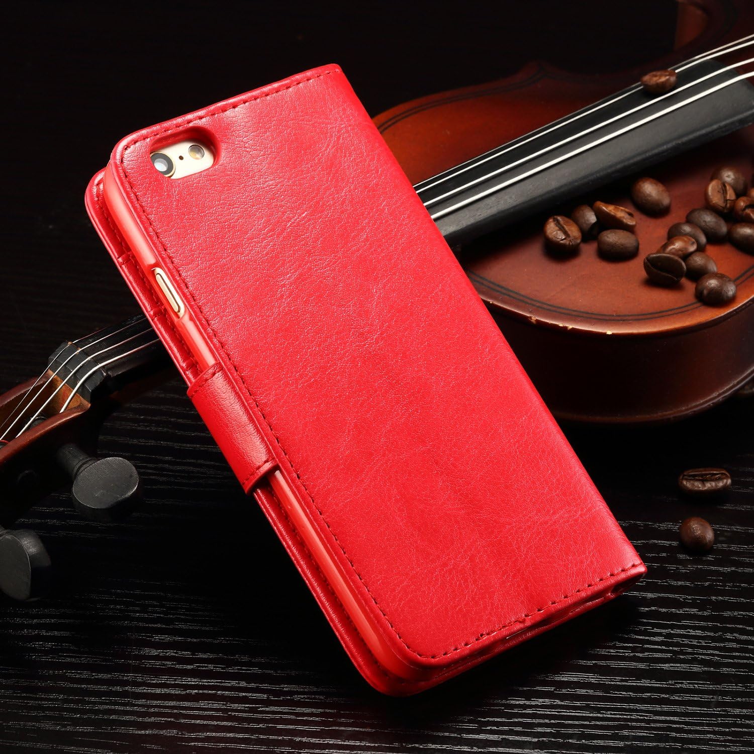 iPhone 6 Case, iPhone 6S Case,Joopapa iPhone 6/6S Wallet Case, Luxury Fashion Pu Leather Magnet Wallet Flip Case Cover with Built-in Credit Card/ID Card Slots for Apple iPhone 6/6s 4.7 Inch (Red)