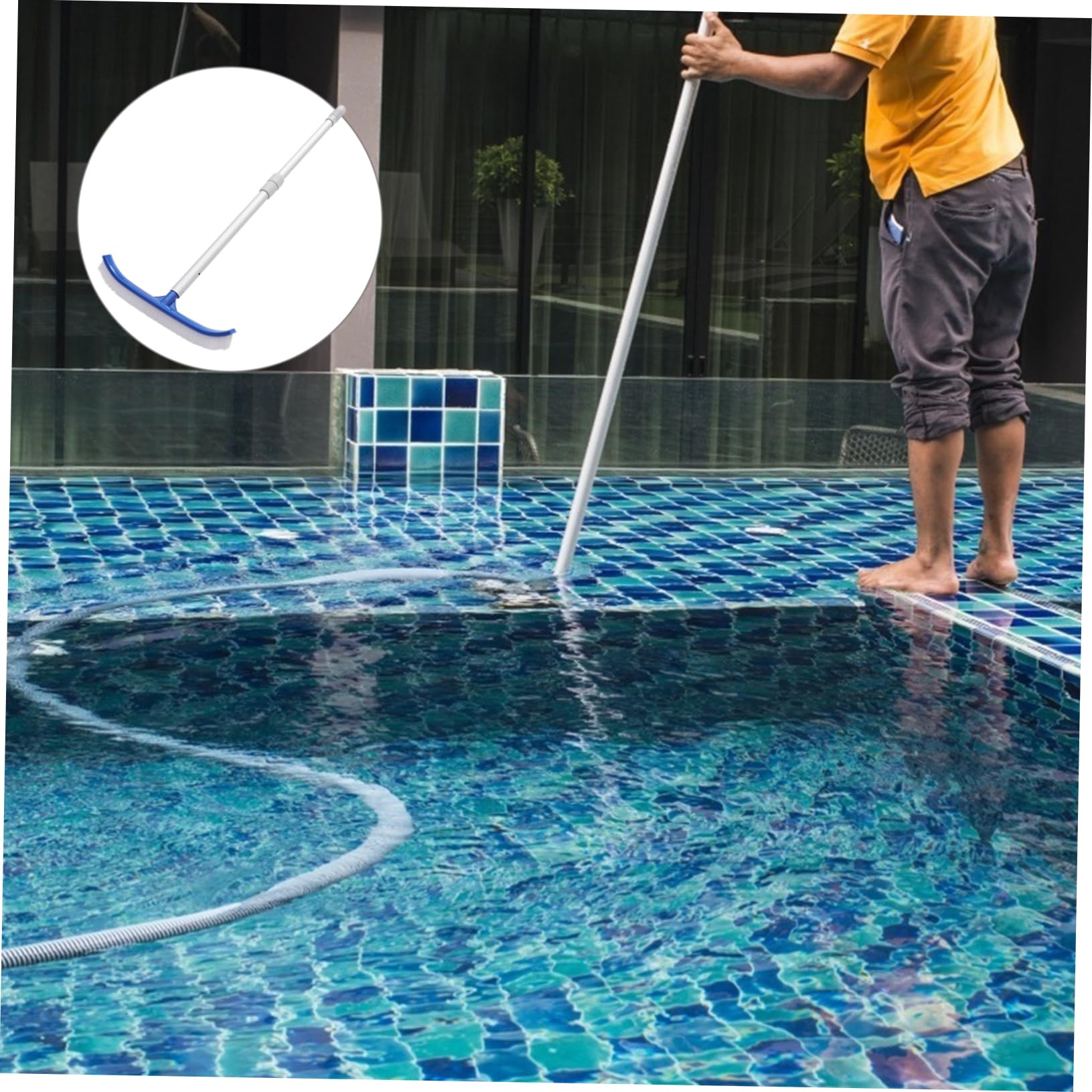 Brosse Manuelle de Piscine ABS Bleue, 1 Set, Brosse de Nettoyage