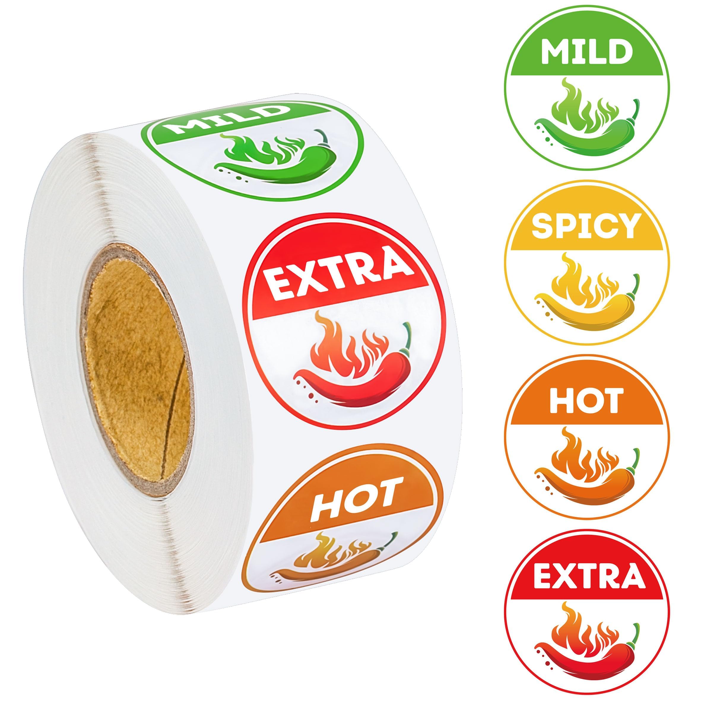 Lesnala 800Pcs 4 Level Spicy Indicator Stickers Chili Food Warning Caution Labels for Grocery Store Restaurant Truck Deli Tags Self Adhesive Peel Off